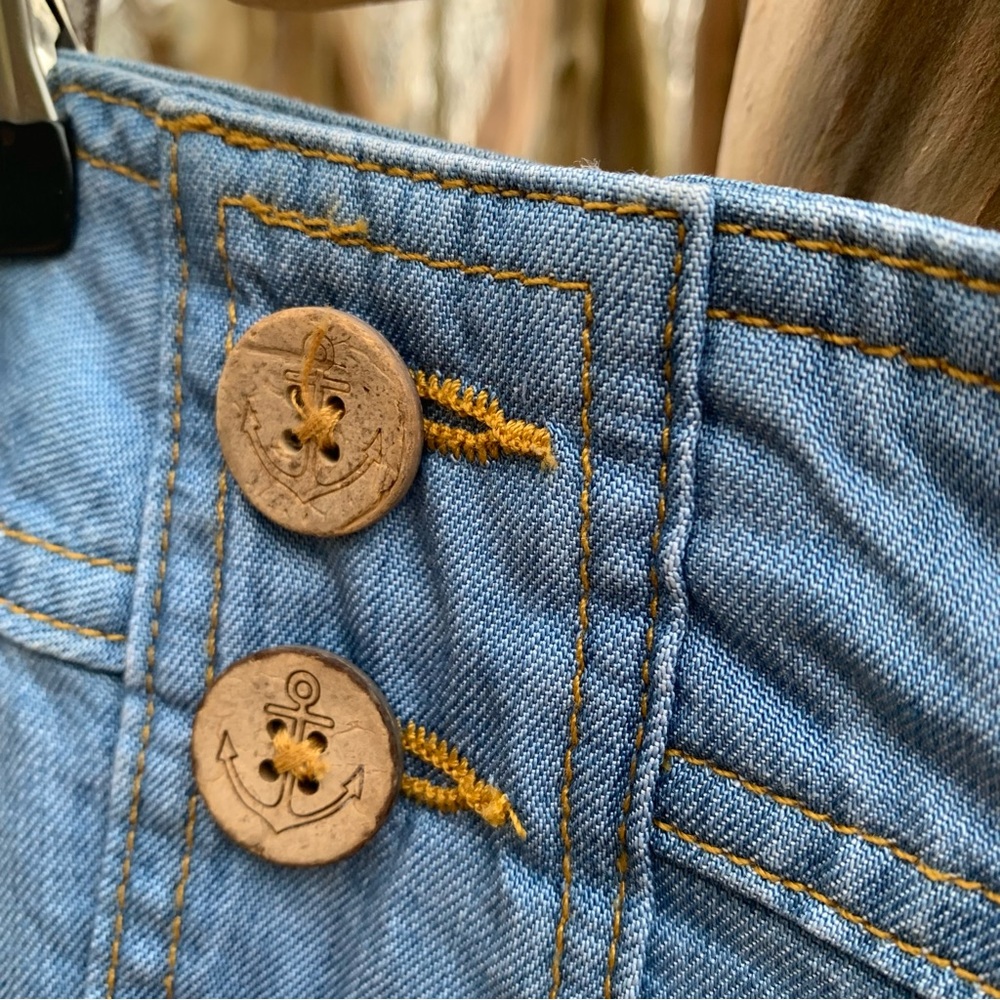 Anthropologie Elevenses Wide Leg Sailor Button Denim Pants - Picture 4 of 9